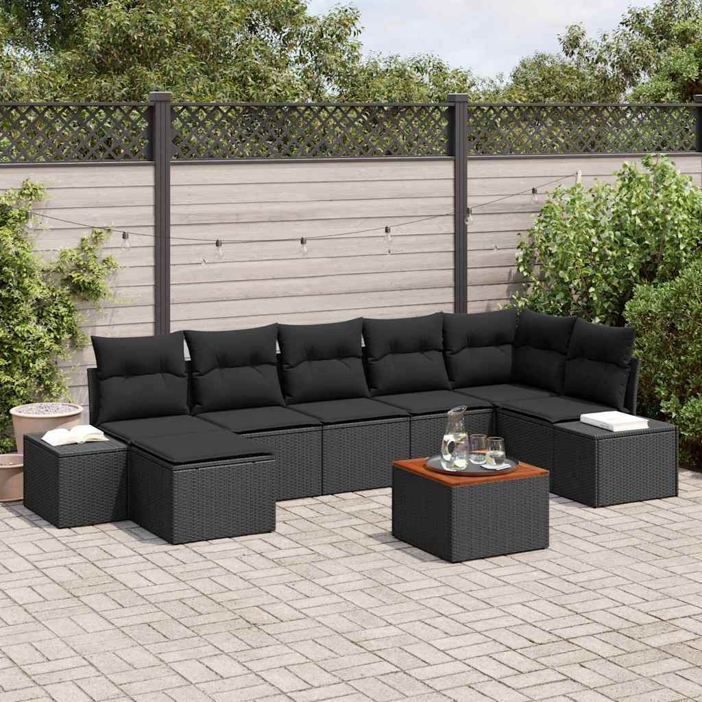 Tuin Sofa Set 8 pcs Zwart is nu te koop bij PeponiXL, paradijselijk wonen!