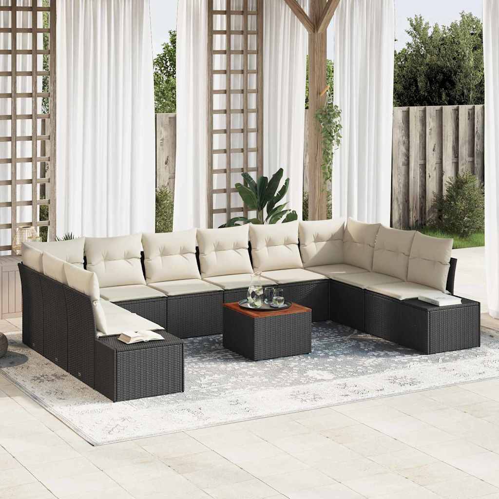 Tuin Sofa Set met opslag 11 pcs Zwart en wit is nu te koop bij PeponiXL, paradijselijk wonen!