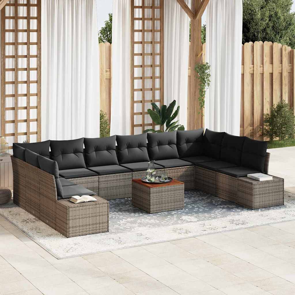 Tuin Sofa Set met opslag 11 pcs Grijs is nu te koop bij PeponiXL, paradijselijk wonen!