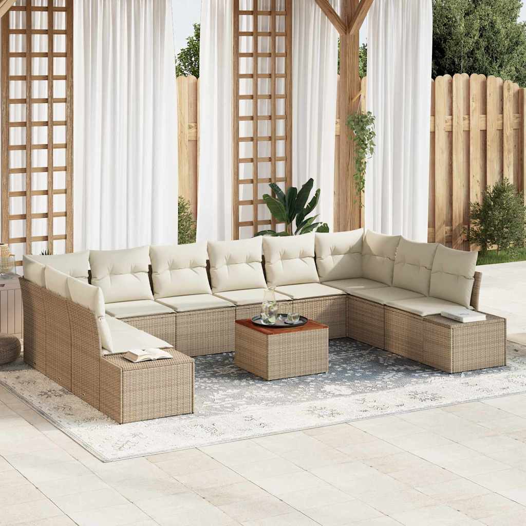 Tuin Sofa Set met opslag 11 pcs Beige en wit is nu te koop bij PeponiXL, paradijselijk wonen!