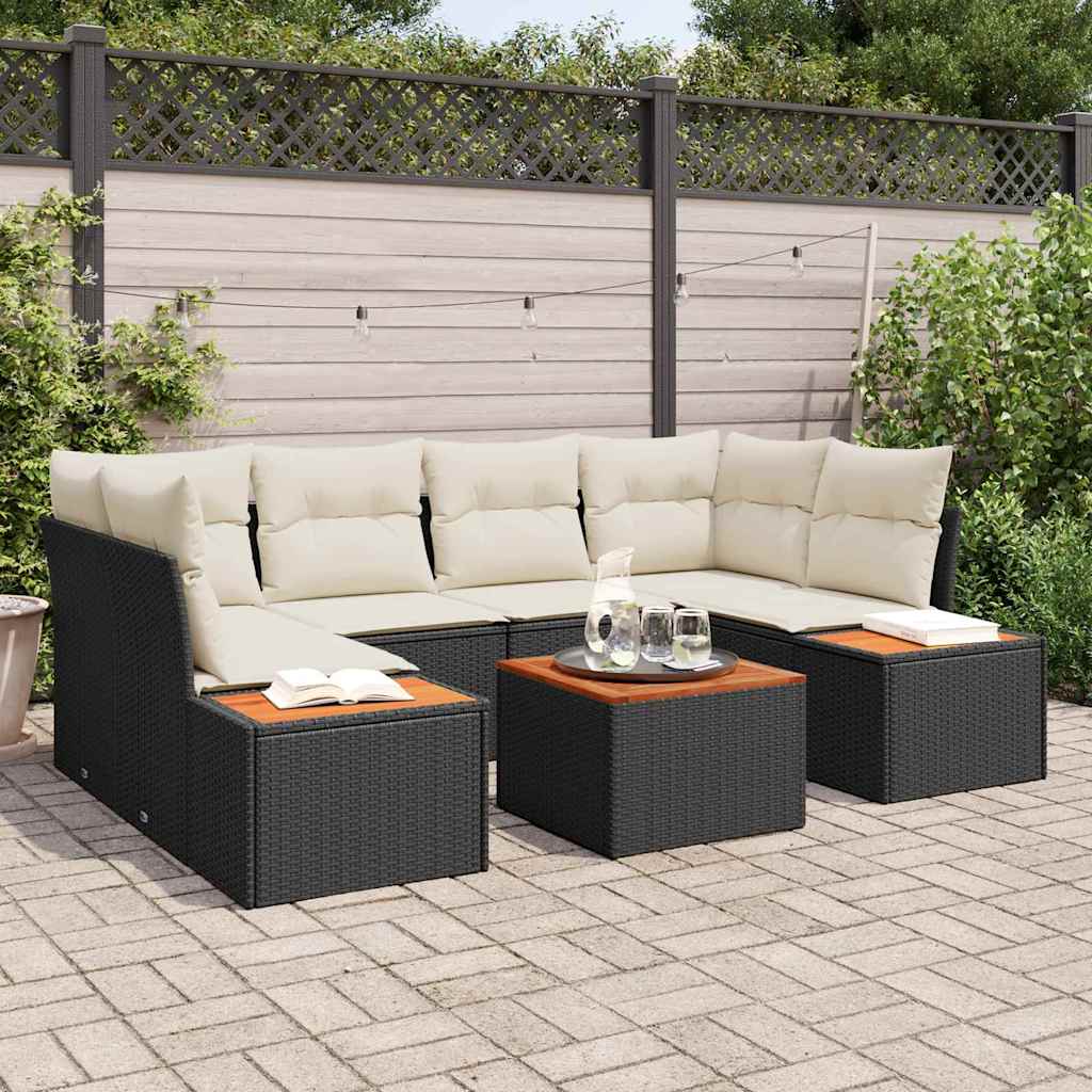 Tuin Sofa Set met opslag 7 pcs Zwart Poly riet is nu te koop bij PeponiXL, paradijselijk wonen!