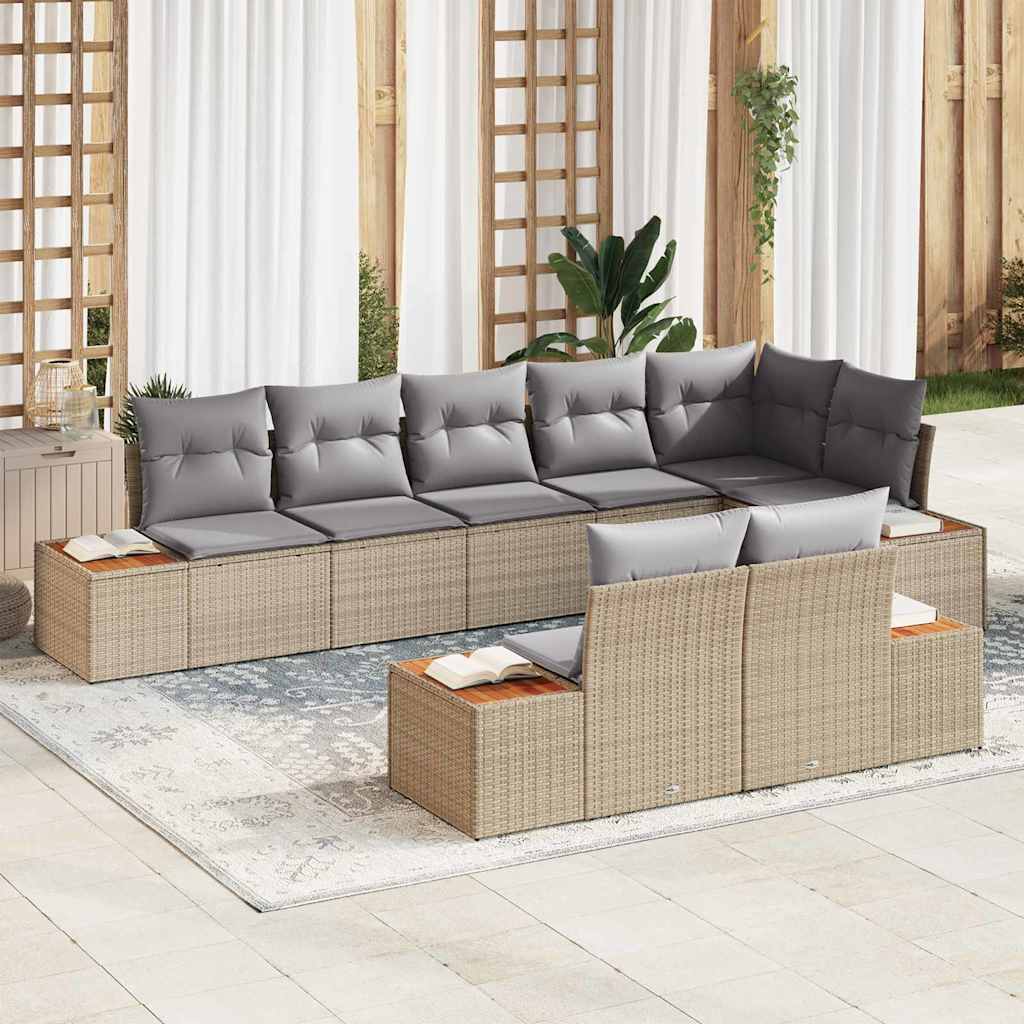 Tuinbankenset met kussen 8 pcs Beige en Licht Grijs Polyrattan is nu te koop bij PeponiXL, paradijselijk wonen!