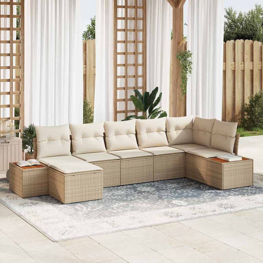 Tuinbankenset met kussen 8 pcs Beige en Crème Polyrattan is nu te koop bij PeponiXL, paradijselijk wonen!