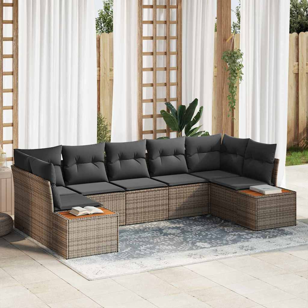 Tuinbankenset met kussen met opslag 7 pcs Grijs Polyrattan is nu te koop bij PeponiXL, paradijselijk wonen!