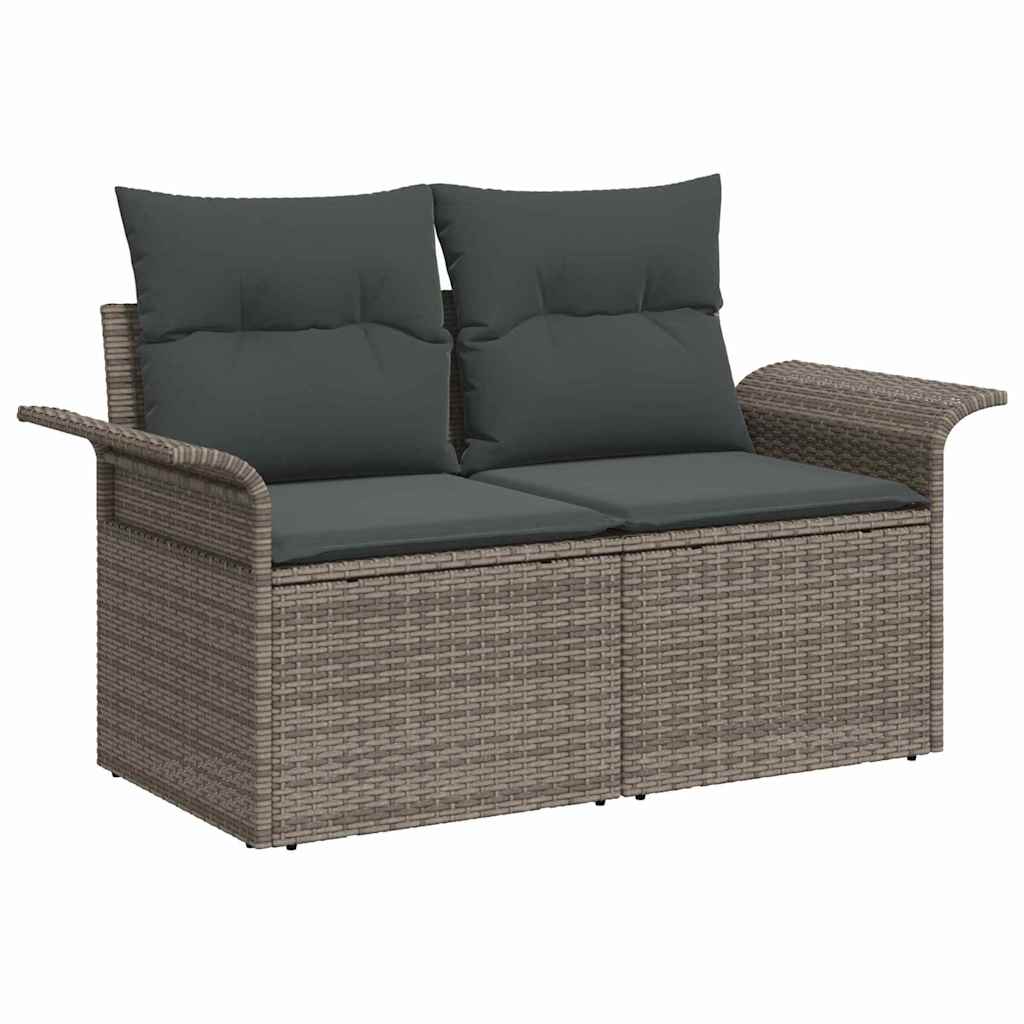Tuin Sofa Set met kussen met opslag 6 pcs Grijs Poly riet is nu te koop bij PeponiXL, paradijselijk wonen!