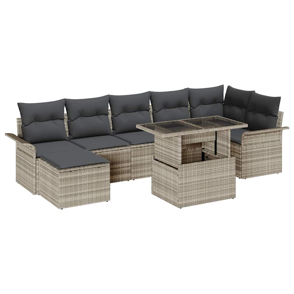 Tuin Sofa Set met kussen met opslag 8 pcs Lichtgrijs Poly riet is nu te koop bij PeponiXL, paradijselijk wonen!