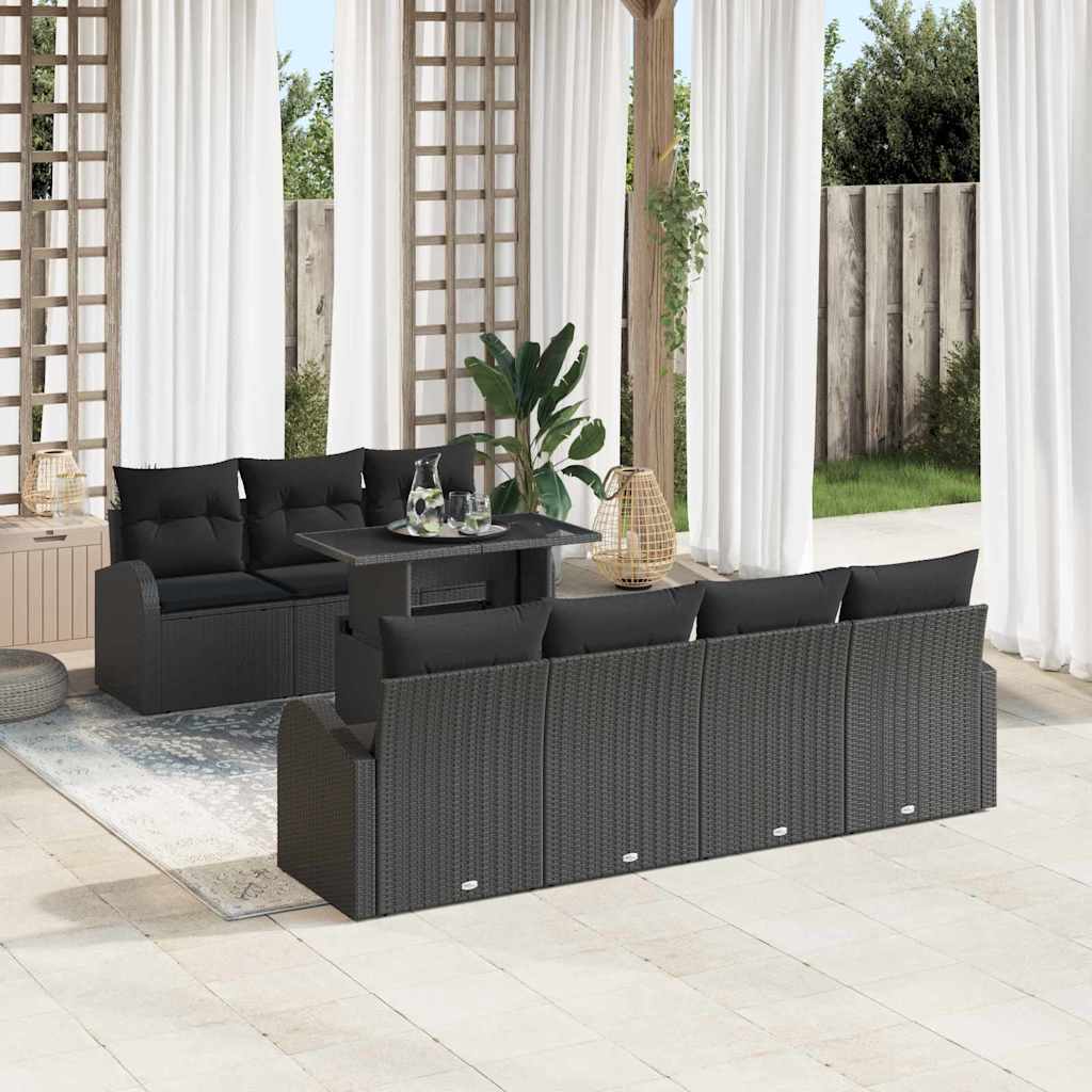Tuin Sofa Set met kussen met opslag 8 pcs Zwart Poly Rattan is nu te koop bij PeponiXL, paradijselijk wonen!