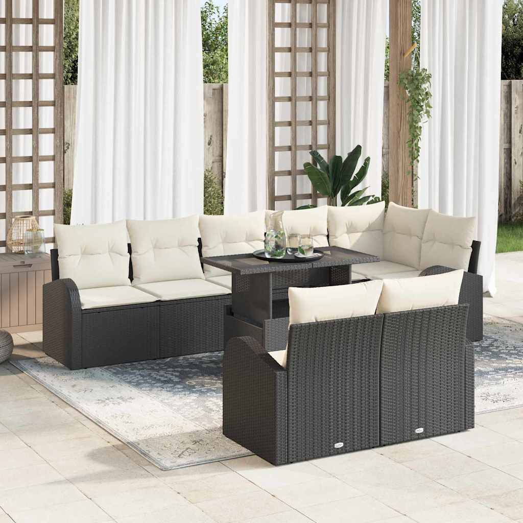 Tuin Sofa Set met opslag 9 pcs Zwart Poly riet is nu te koop bij PeponiXL, paradijselijk wonen!