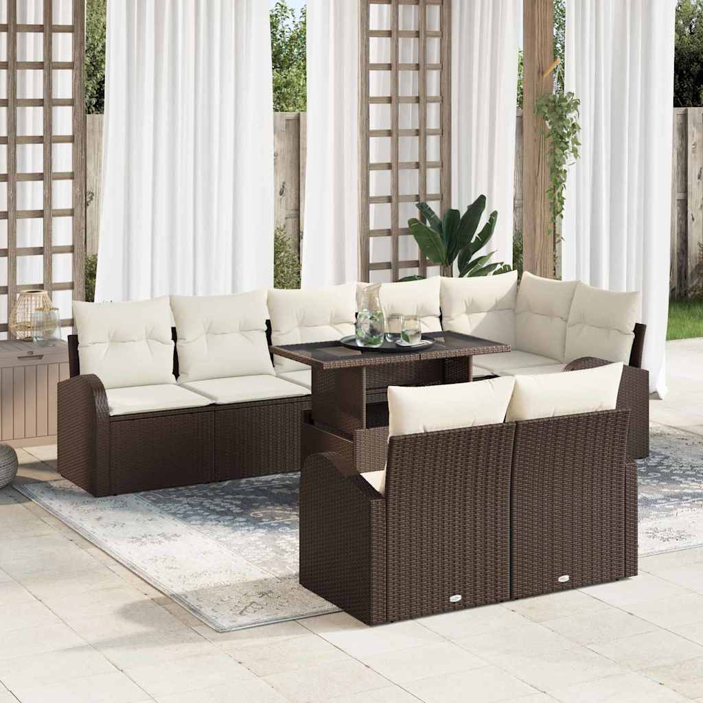 Tuin Sofa Set met opslag 9 pcs Bruin Poly riet is nu te koop bij PeponiXL, paradijselijk wonen!