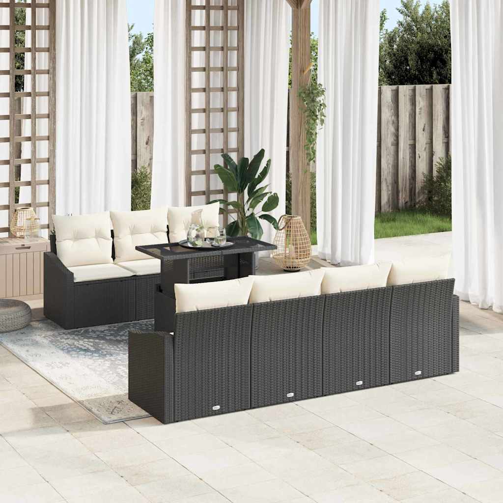 Tuin Sofa Set met kussen met opslag 8 pcs Zwart poly rattan is nu te koop bij PeponiXL, paradijselijk wonen!