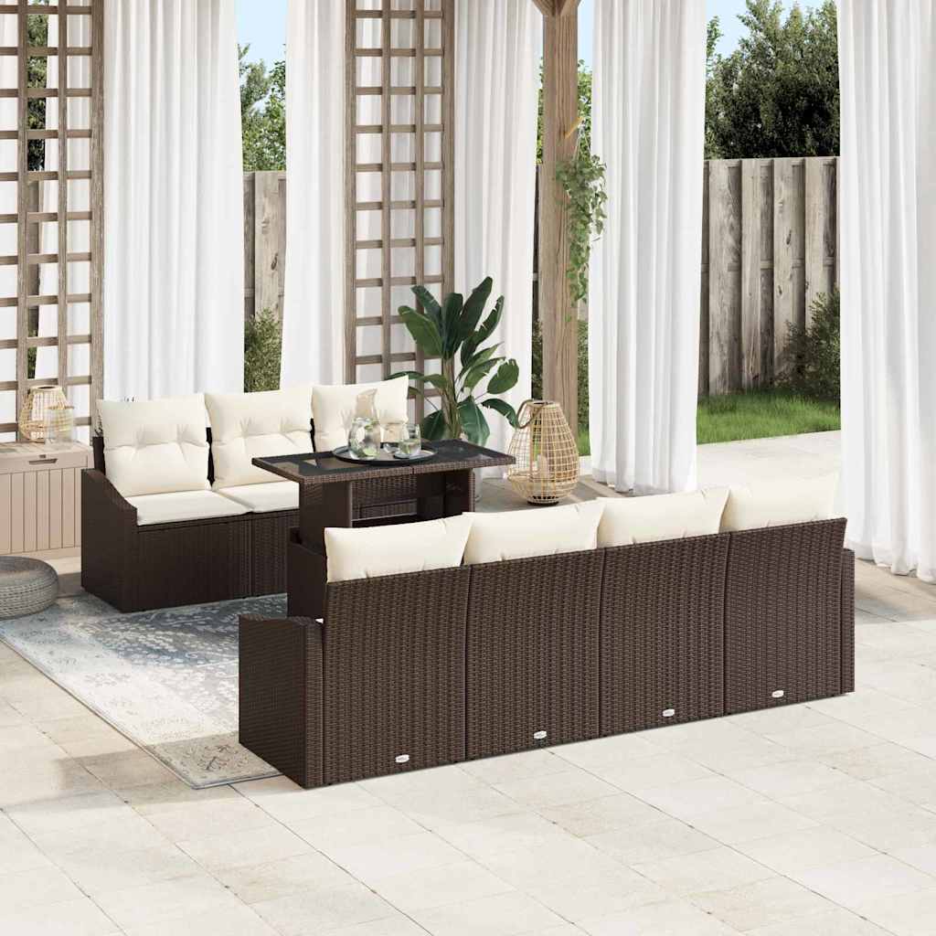 Tuin Sofa Set met kussen met opslag 8 pcs Bruin poly rattan is nu te koop bij PeponiXL, paradijselijk wonen!