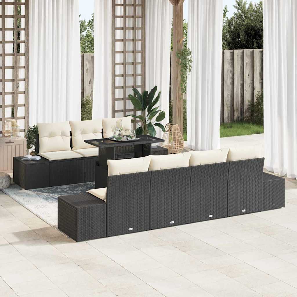 Tuin Sofa Set met kussen 8 pcs Zwart en Crème is nu te koop bij PeponiXL, paradijselijk wonen!