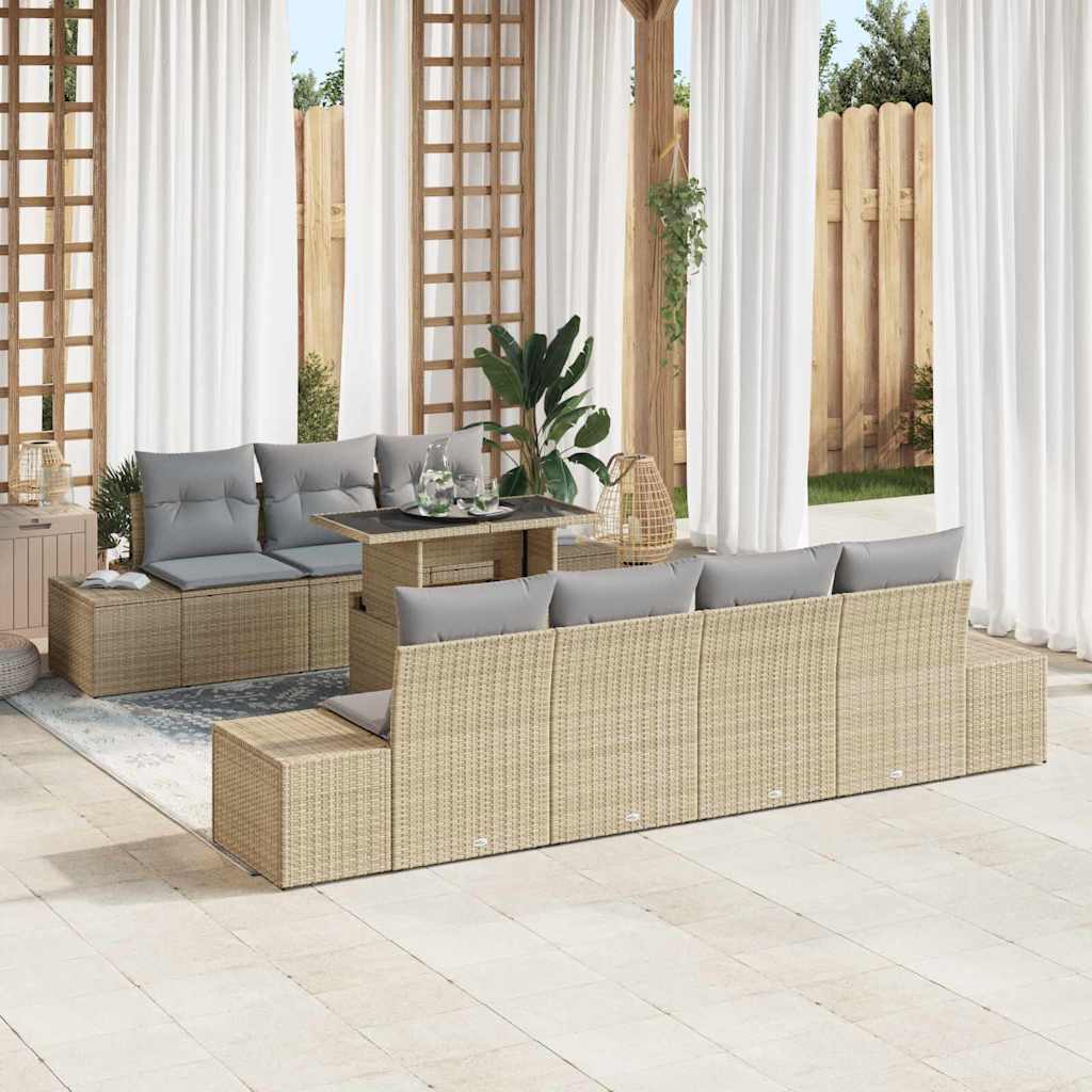Tuin Sofa Set met kussen 8 pcs Beige en Licht Grijs is nu te koop bij PeponiXL, paradijselijk wonen!