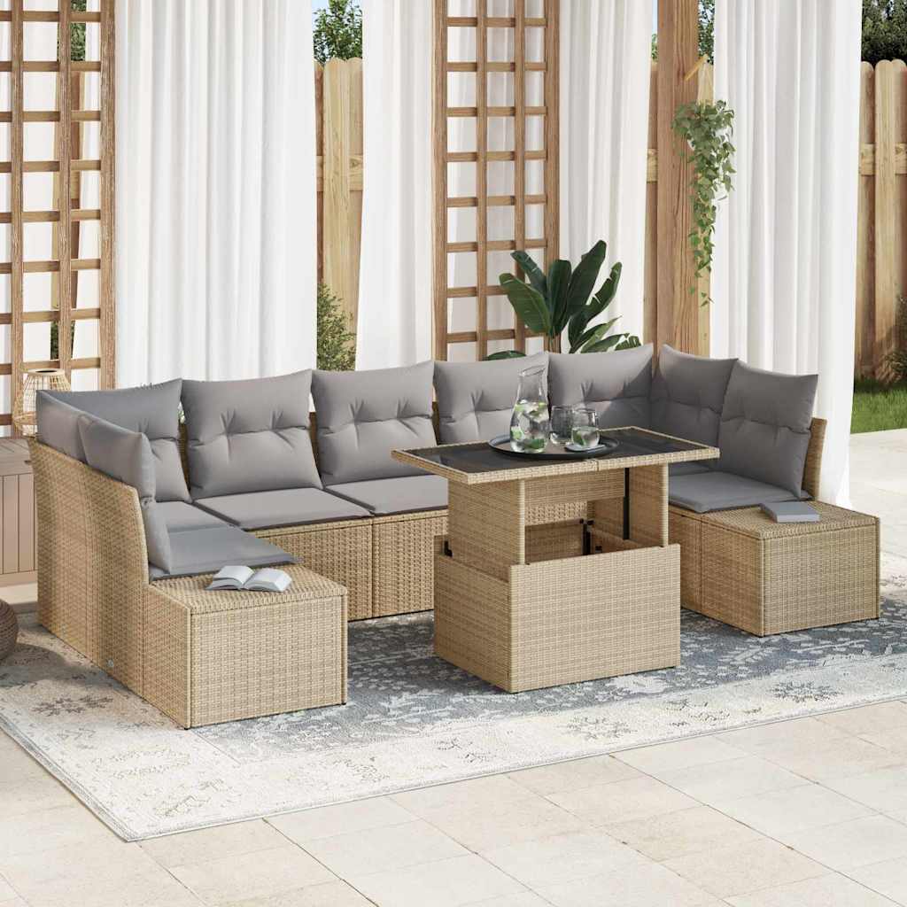 Tuin Sofa Set met kussen 8 pcs Beige en Licht Grijs is nu te koop bij PeponiXL, paradijselijk wonen!