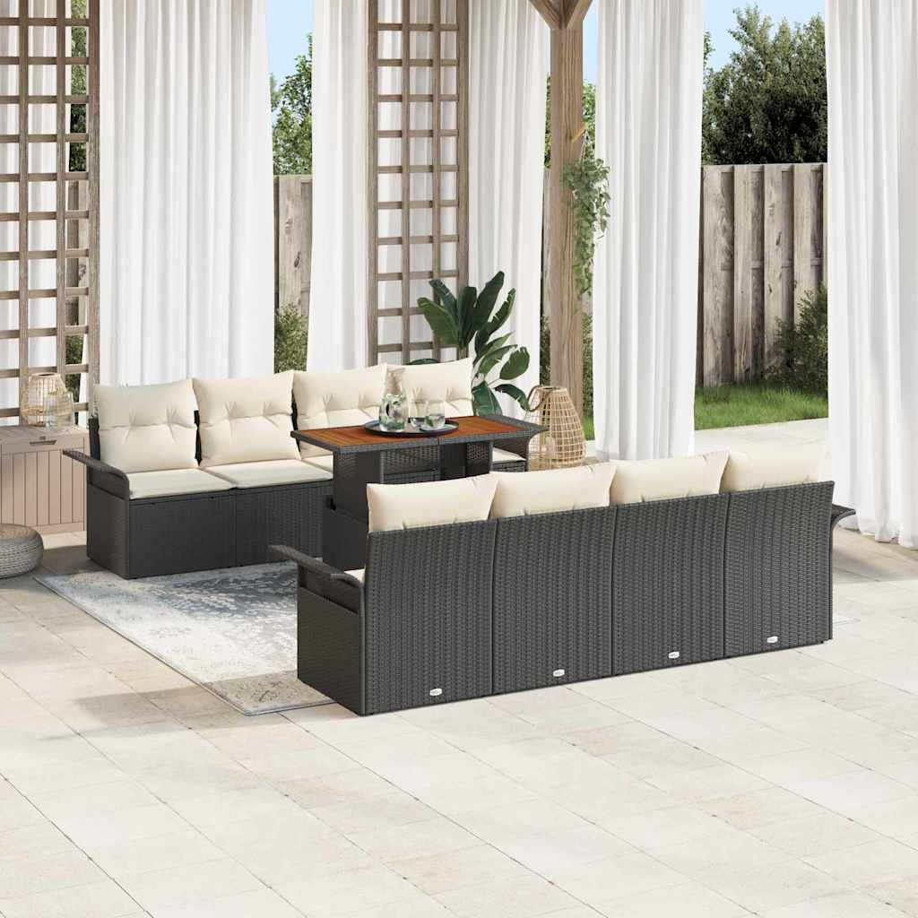 Tuin Sofa Set met opslag 9 pcs Zwart Poly riet is nu te koop bij PeponiXL, paradijselijk wonen!