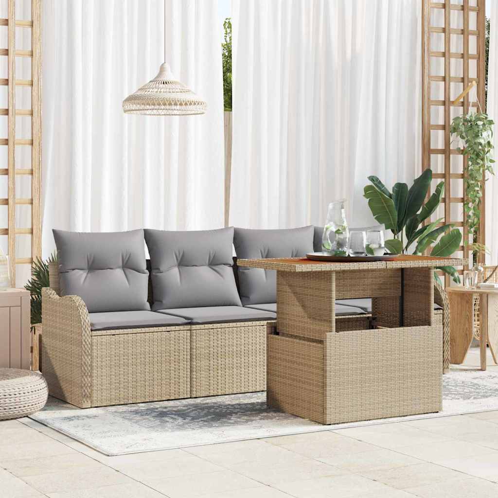 Tuinbankenset met opslag 5 pcs Beige poly rattan is nu te koop bij PeponiXL, paradijselijk wonen!