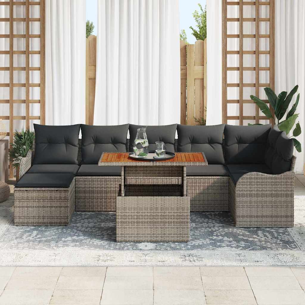 Tuin Sofa Set met opslag 8 pcs Grijs Poly riet is nu te koop bij PeponiXL, paradijselijk wonen!