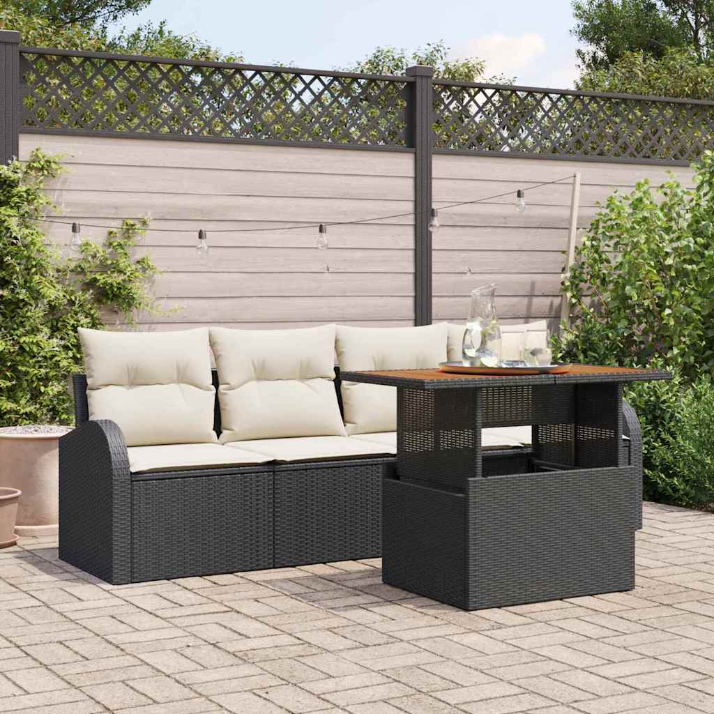 Tuin Sofa Set met opslag 5 pcs Zwart Poly riet is nu te koop bij PeponiXL, paradijselijk wonen!