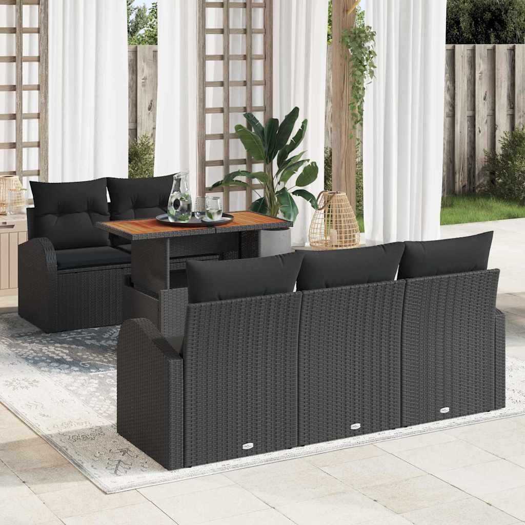 Tuin Sofa Set met opslag 6 pcs Zwart Poly riet is nu te koop bij PeponiXL, paradijselijk wonen!