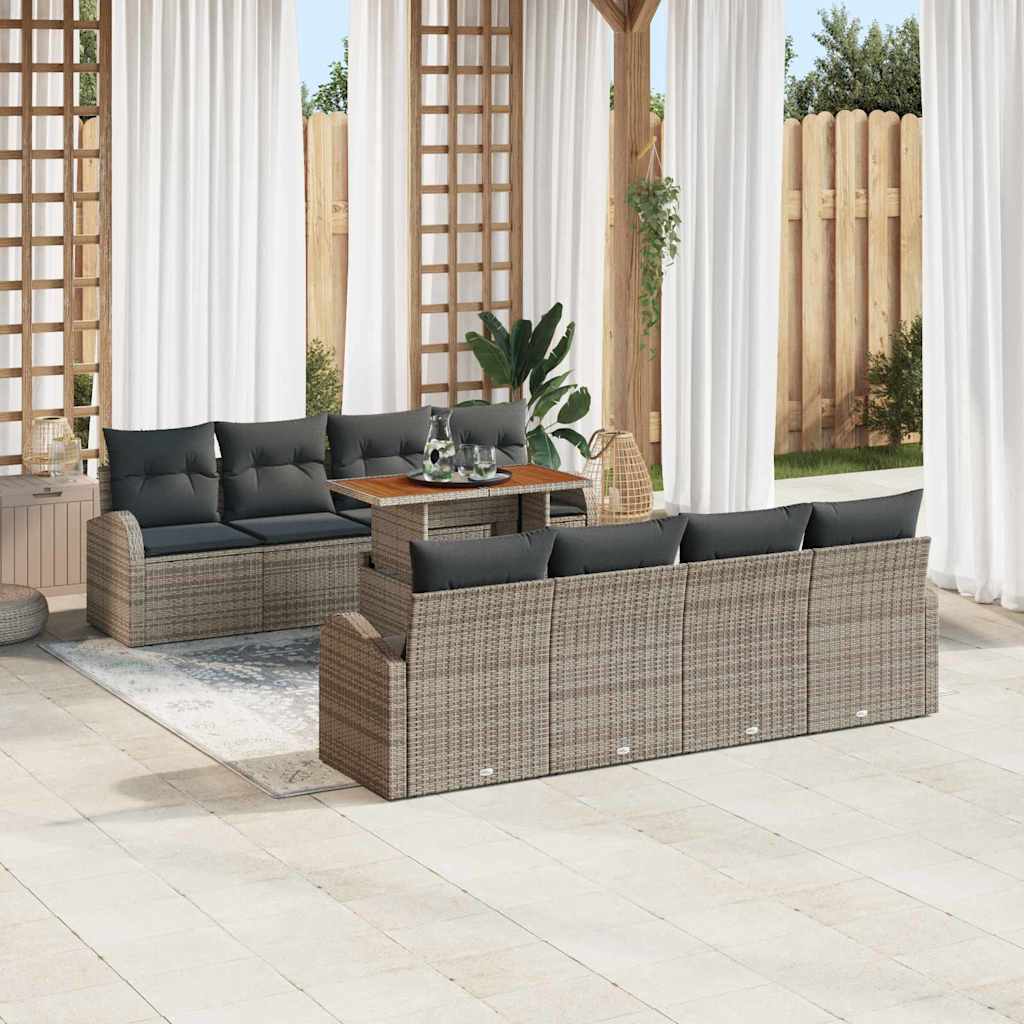 Tuin Sofa Set met opslag 9 pcs Grijs Poly riet is nu te koop bij PeponiXL, paradijselijk wonen!