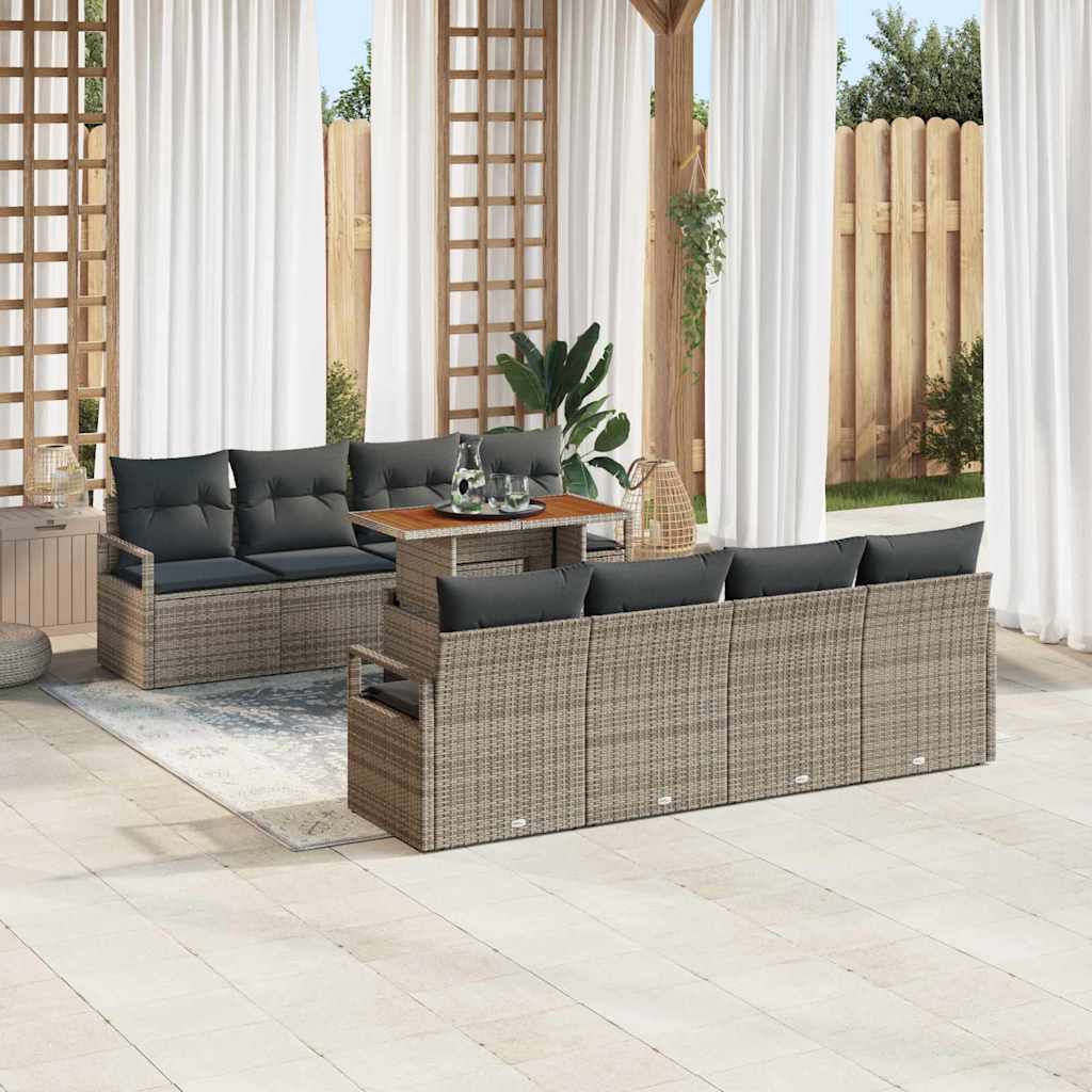 Tuin Sofa Set met opslag 9 pcs Grijs Poly riet is nu te koop bij PeponiXL, paradijselijk wonen!