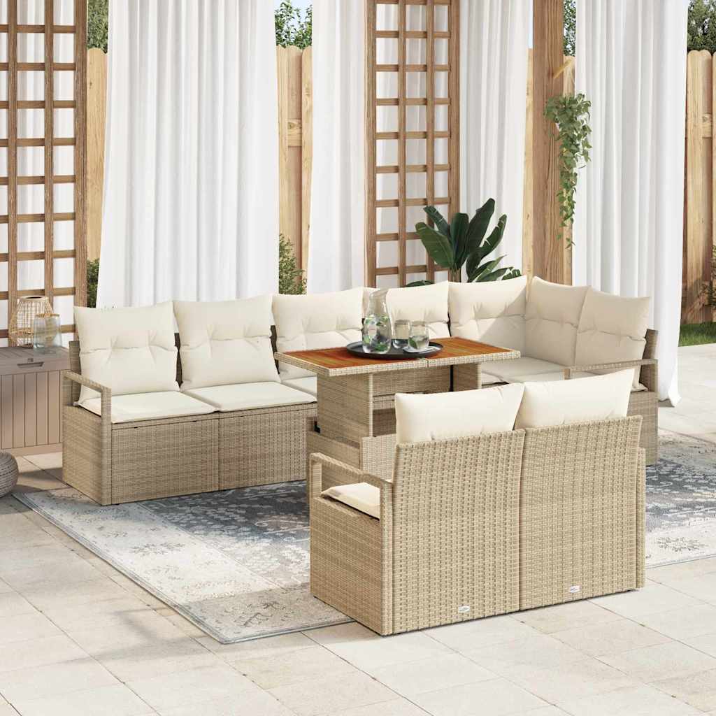 Tuin Sofa Set met opslag 9 pcs Beige Poly riet is nu te koop bij PeponiXL, paradijselijk wonen!
