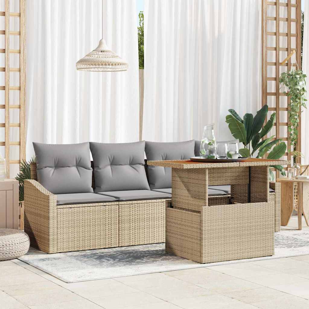 Tuin Sofa Set met opslag 5 pcs Beige Poly riet is nu te koop bij PeponiXL, paradijselijk wonen!