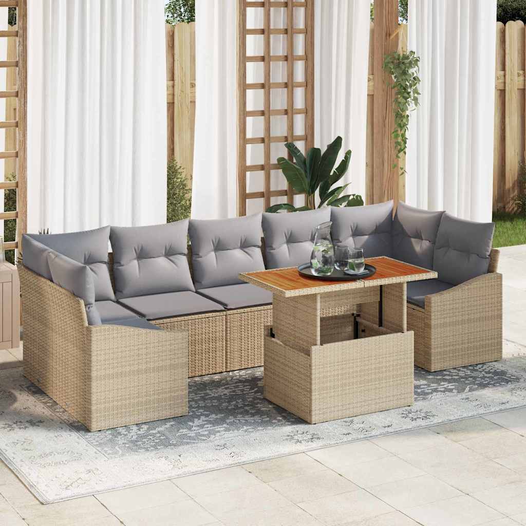 Tuin Sofa Set met opslag 8 pcs Beige en Licht Grijs is nu te koop bij PeponiXL, paradijselijk wonen!