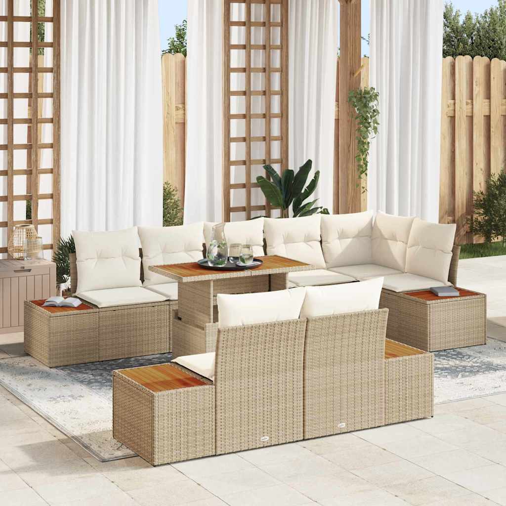 Tuin Sofa Set met opslag 9 pcs Beige Poly riet is nu te koop bij PeponiXL, paradijselijk wonen!