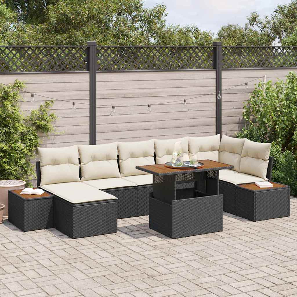 Tuin Sofa Set met opslag 8 pcs Zwart Poly riet is nu te koop bij PeponiXL, paradijselijk wonen!