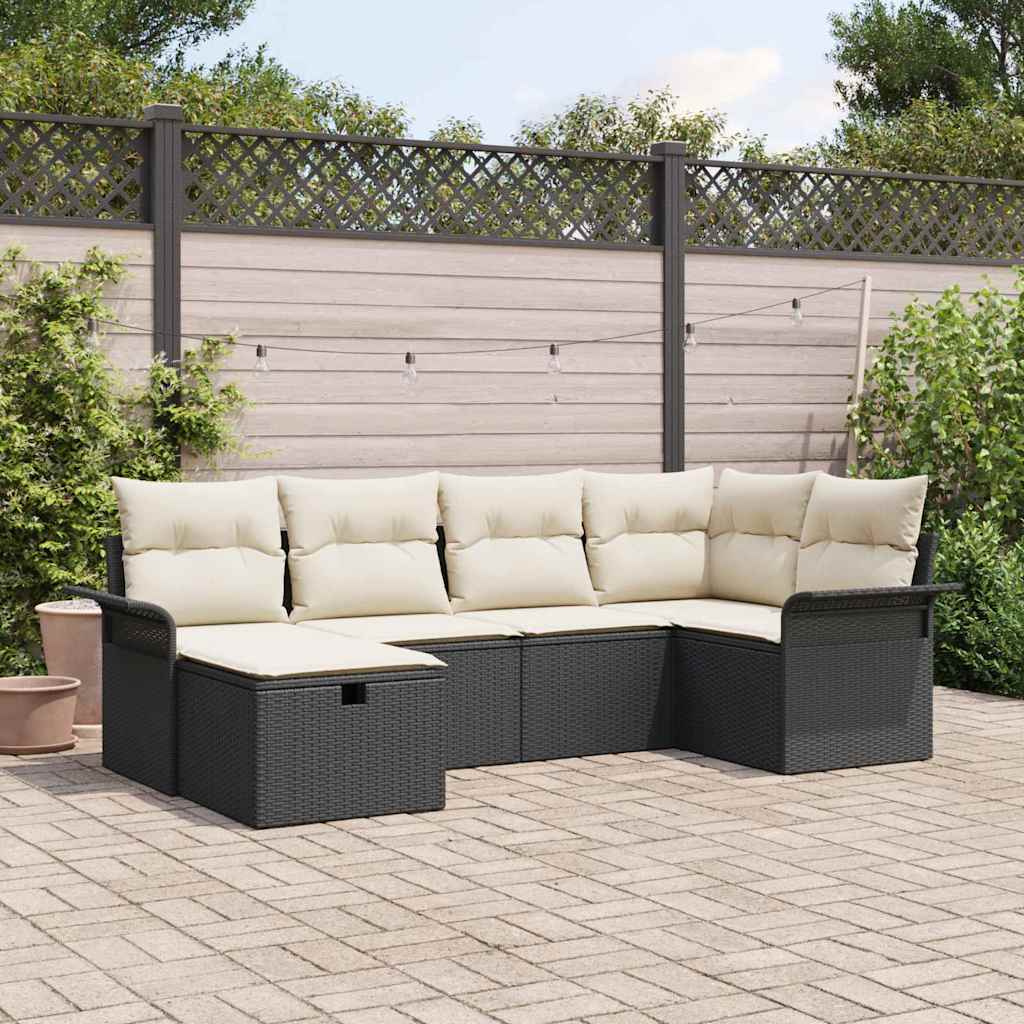 Tuinbankenset 6 st Zwart en Crème poly rattan is nu te koop bij PeponiXL, paradijselijk wonen!