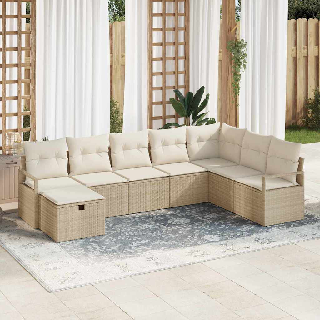 Bankstel met kussen met opslag Beige en Crème poly rattan is nu te koop bij PeponiXL, paradijselijk wonen!