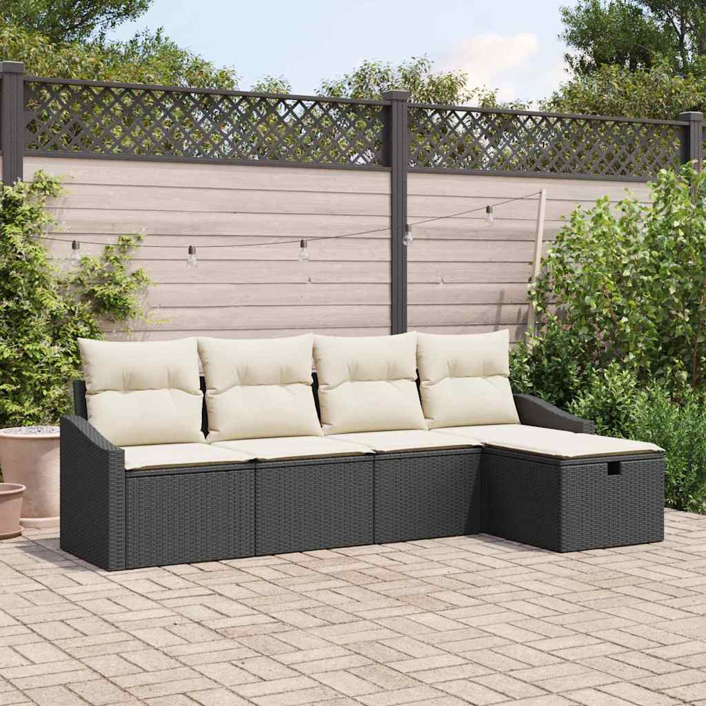 Bankstel met kussen met opslag Zwart poly rattan is nu te koop bij PeponiXL, paradijselijk wonen!