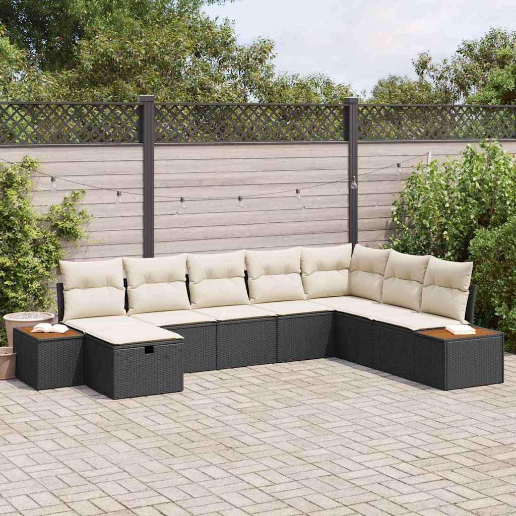 Tuinbankenset 8 st Zwart poly rattan is nu te koop bij PeponiXL, paradijselijk wonen!