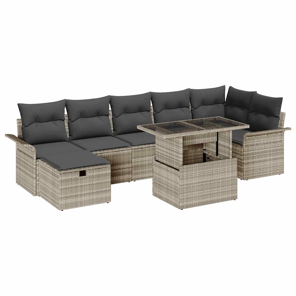 Tuin Sofa Set 8 st Lichtgrijs poly rattan is nu te koop bij PeponiXL, paradijselijk wonen!