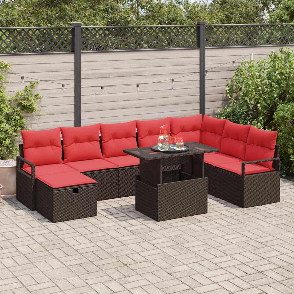 Tuin Sofa Set met kussen met opslag 9 pcs poly rattan is nu te koop bij PeponiXL, paradijselijk wonen!