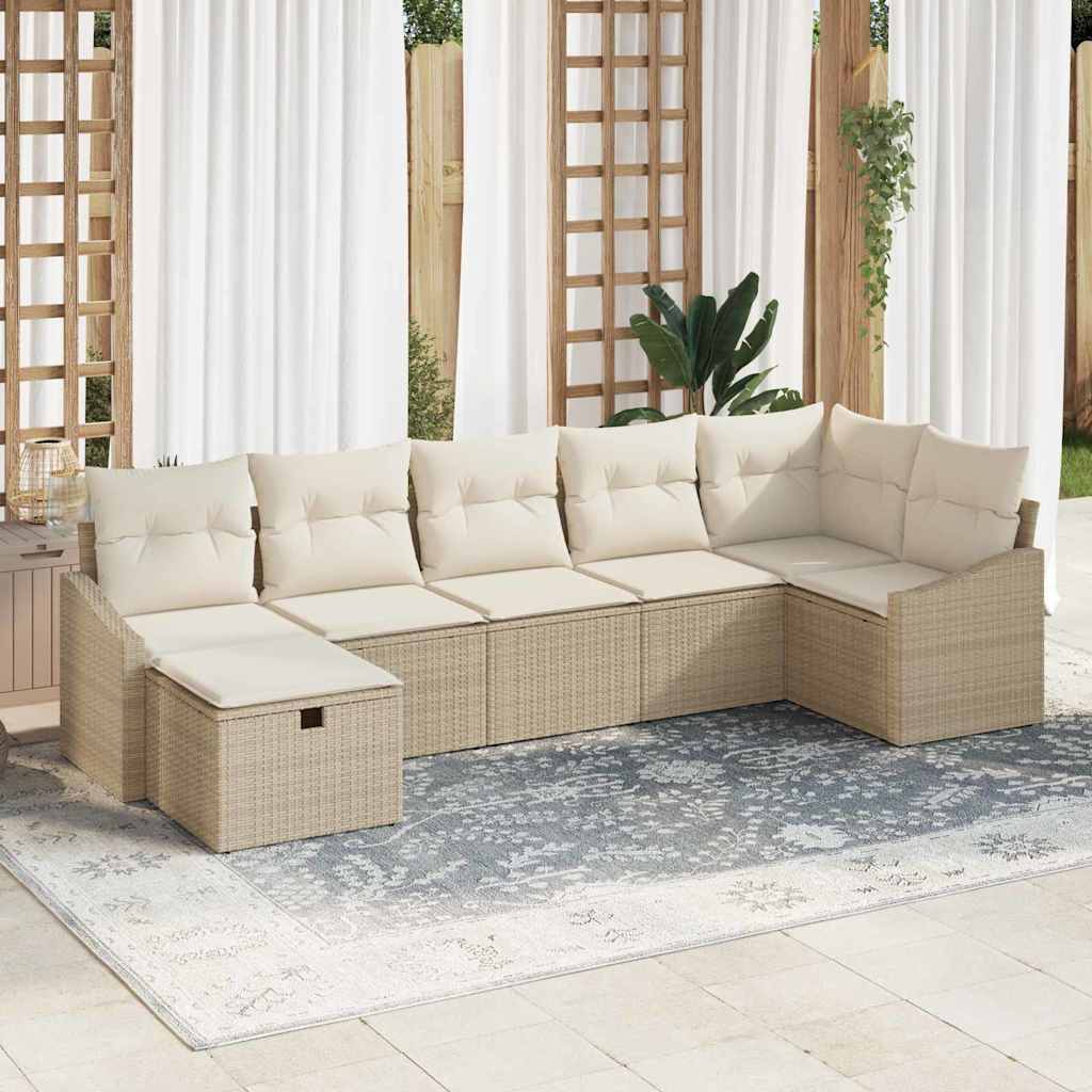 Bankstel met kussen 7 pcs poly rattan is nu te koop bij PeponiXL, paradijselijk wonen!