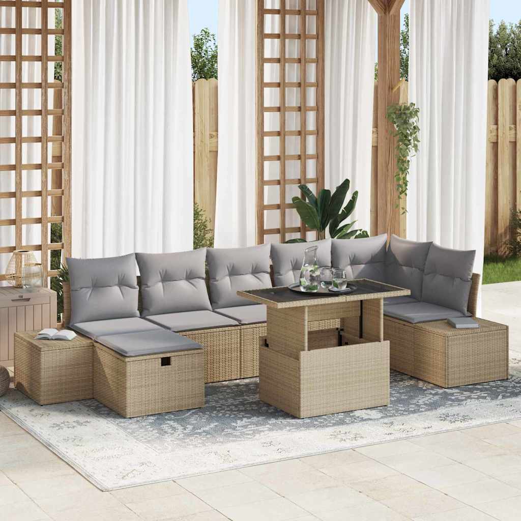Tuin Sofa Set 8 st Beige poly rattan is nu te koop bij PeponiXL, paradijselijk wonen!