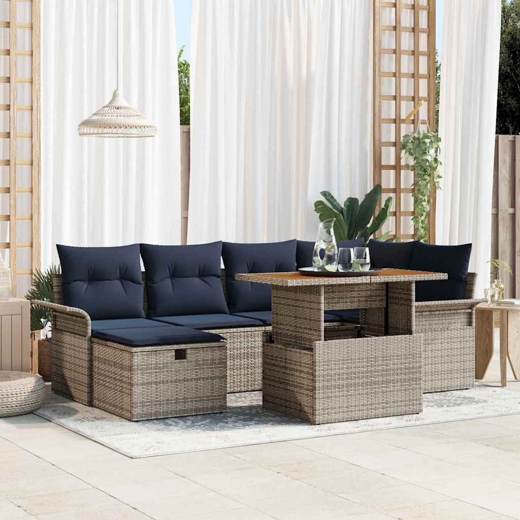 Tuin Sofa Set 7 pcs Grijs poly rattan is nu te koop bij PeponiXL, paradijselijk wonen!