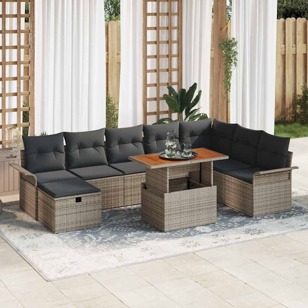 Tuin Sofa Set 9 pcs Grijs poly rattan is nu te koop bij PeponiXL, paradijselijk wonen!