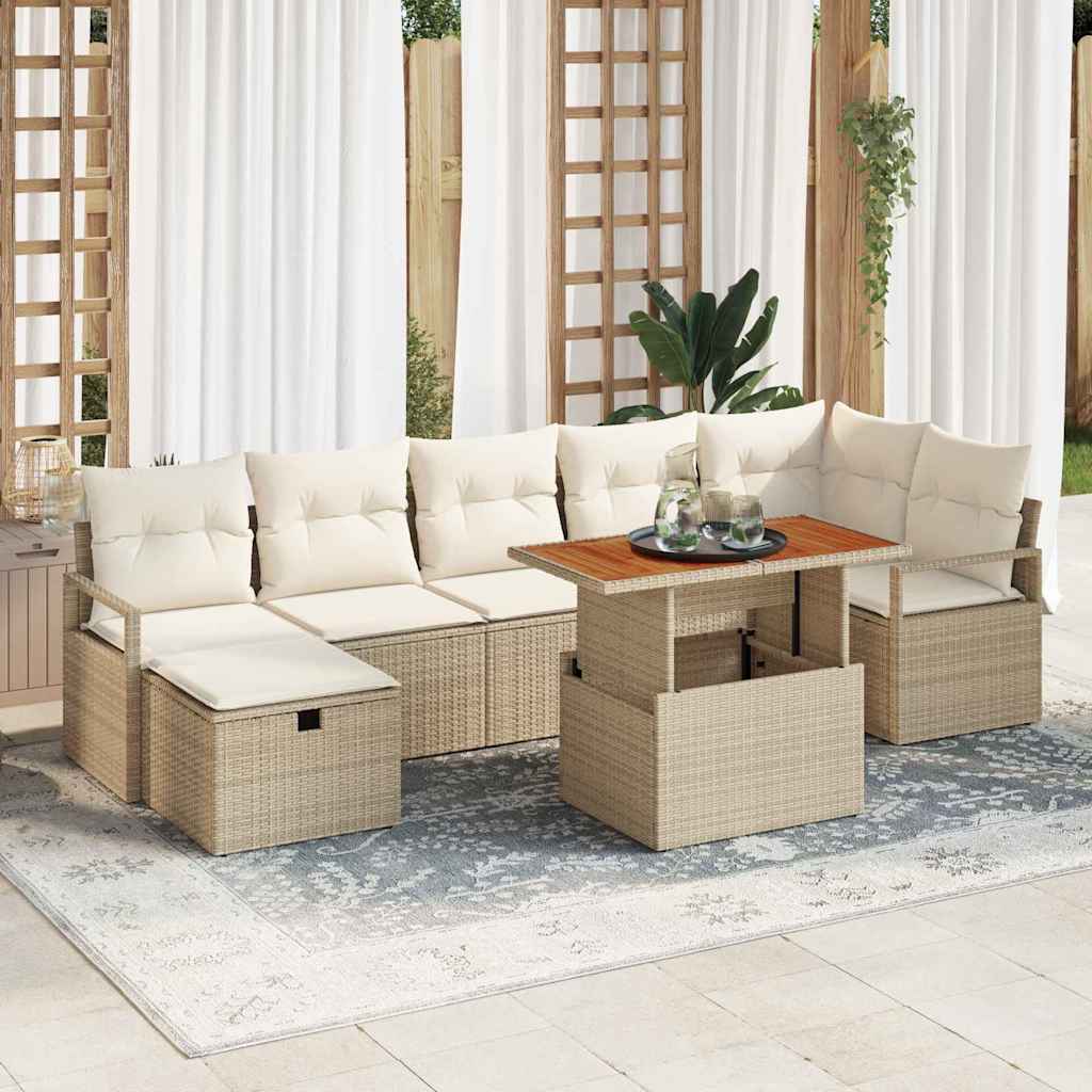 Tuin Sofa Set 8 pcs Beige poly rattan is nu te koop bij PeponiXL, paradijselijk wonen!