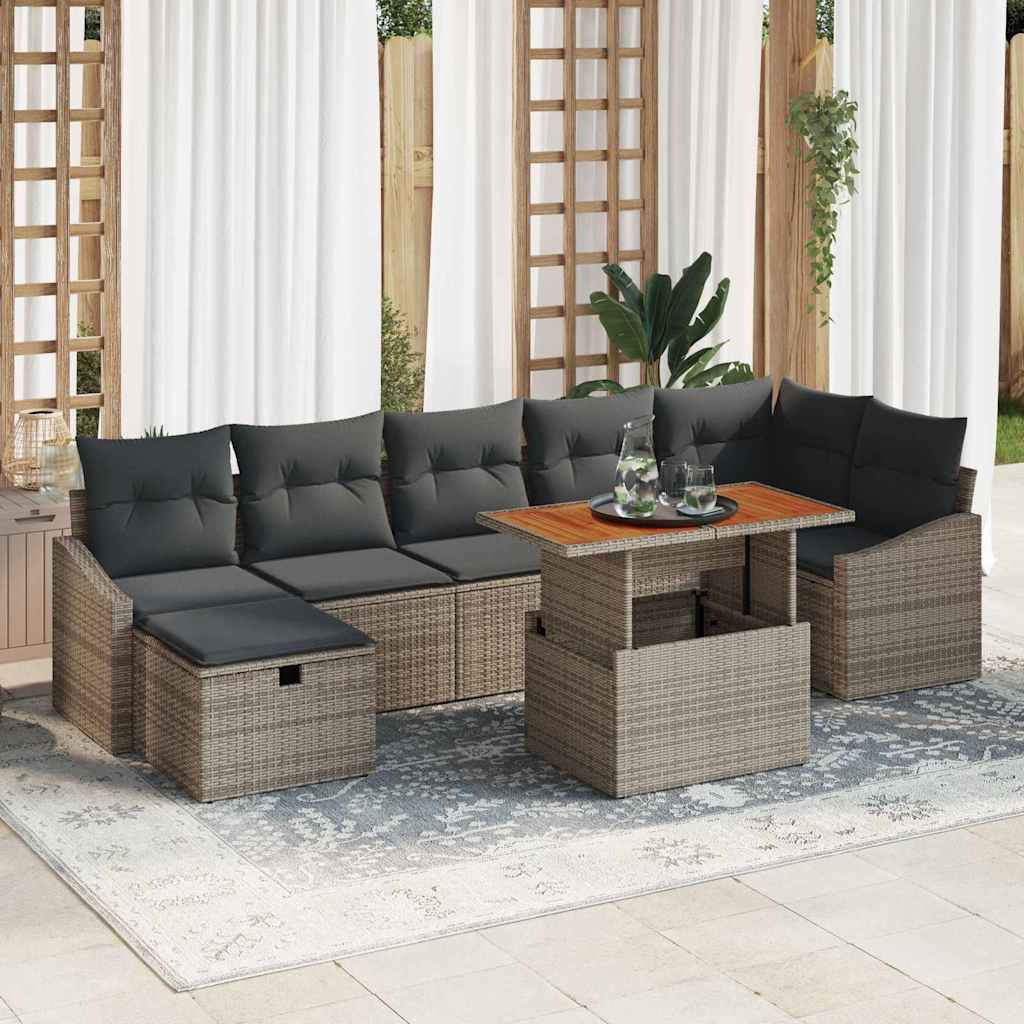 Tuin Sofa Set 8 pcs Grijs poly rattan is nu te koop bij PeponiXL, paradijselijk wonen!