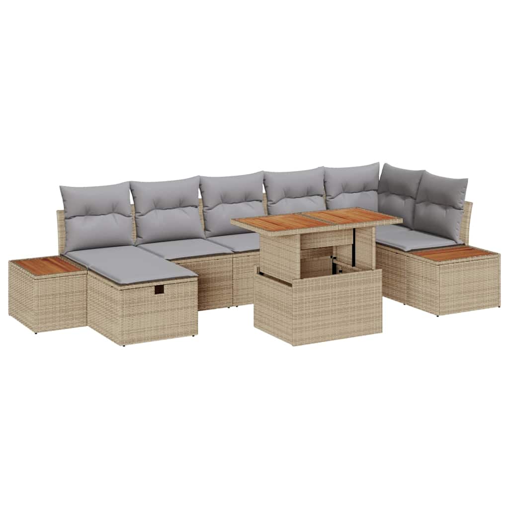 Tuin Sofa Set 8 st Beige poly rattan is nu te koop bij PeponiXL, paradijselijk wonen!