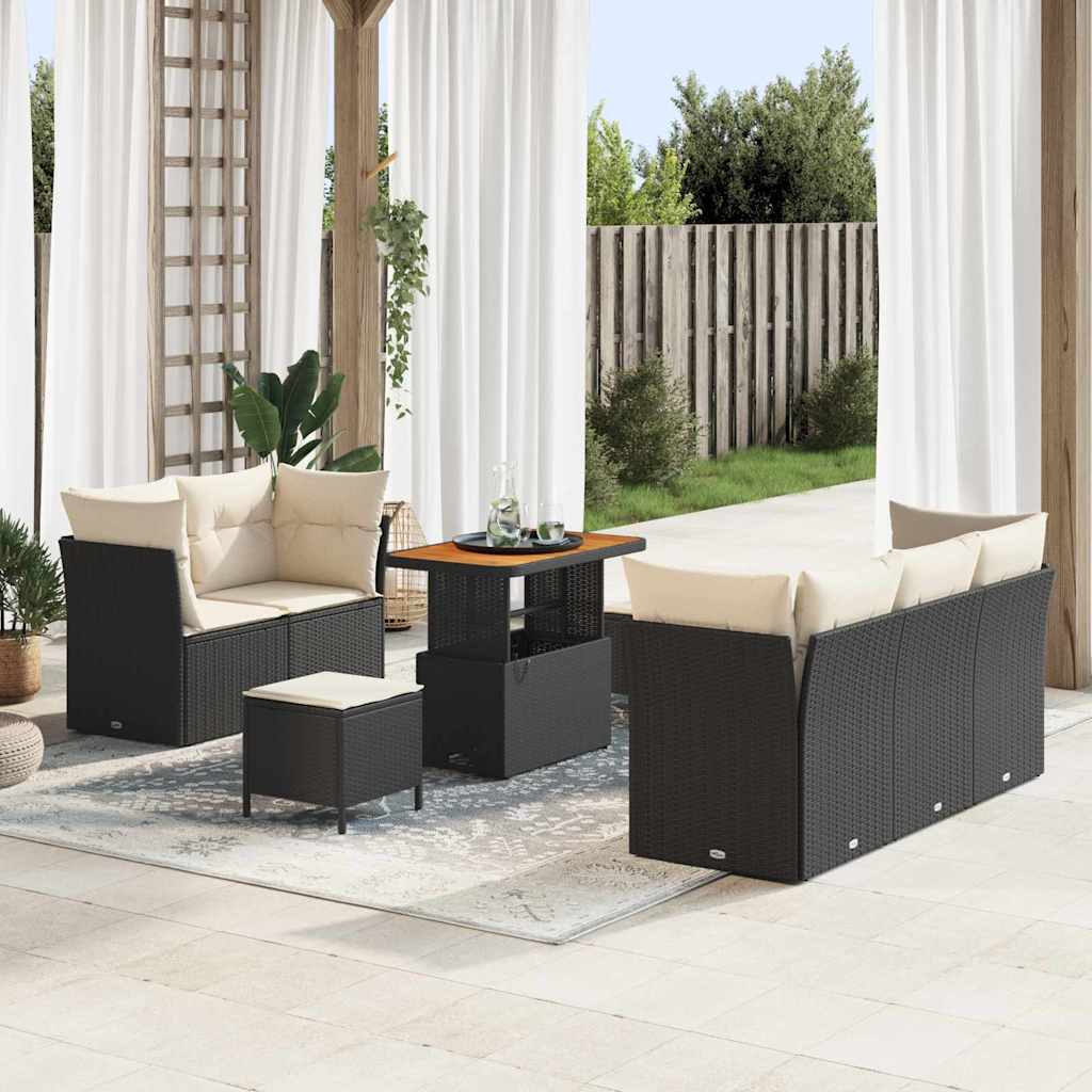 Tuin Sofa Set 8 pcs Zwart poly rattan is nu te koop bij PeponiXL, paradijselijk wonen!