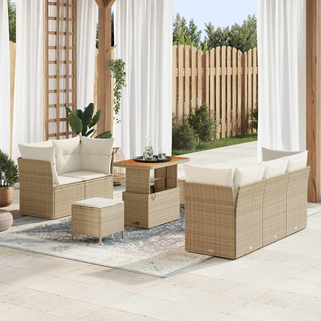 Tuin Sofa Set met kussen 8 pcs Beige poly rattan is nu te koop bij PeponiXL, paradijselijk wonen!