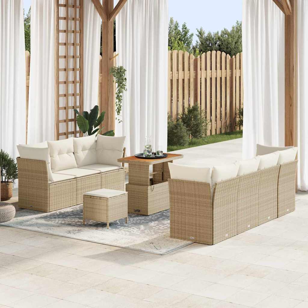 Tuinbankenset 10 st Beige poly rattan is nu te koop bij PeponiXL, paradijselijk wonen!