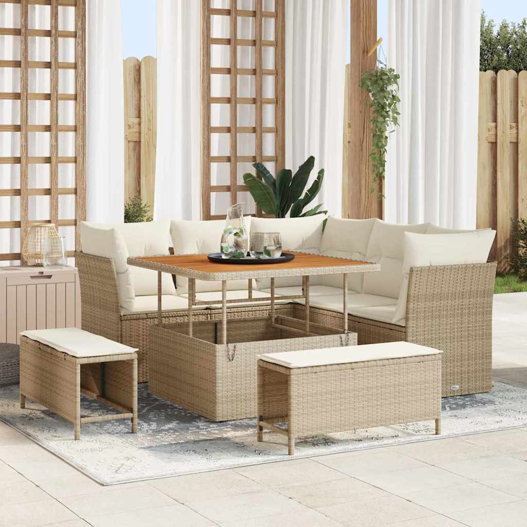 Tuinbankenset 8 pcs Beige poly rattan is nu te koop bij PeponiXL, paradijselijk wonen!