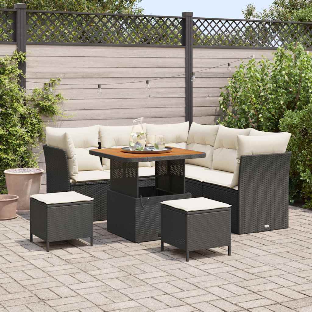Tuinbankenset 8 st Zwart poly rattan is nu te koop bij PeponiXL, paradijselijk wonen!