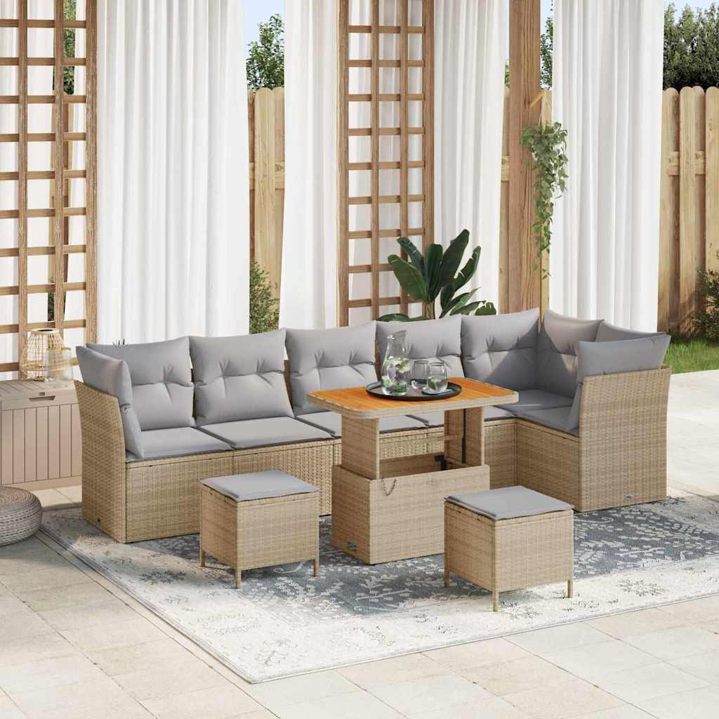Tuinbankenset 8 pcs Beige poly rattan is nu te koop bij PeponiXL, paradijselijk wonen!