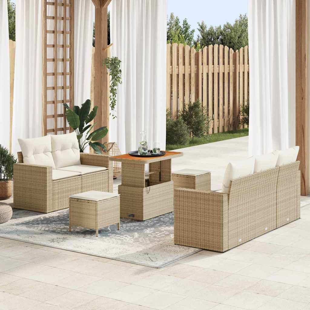 Tuin Sofa Set 8 pcs Beige poly rattan is nu te koop bij PeponiXL, paradijselijk wonen!